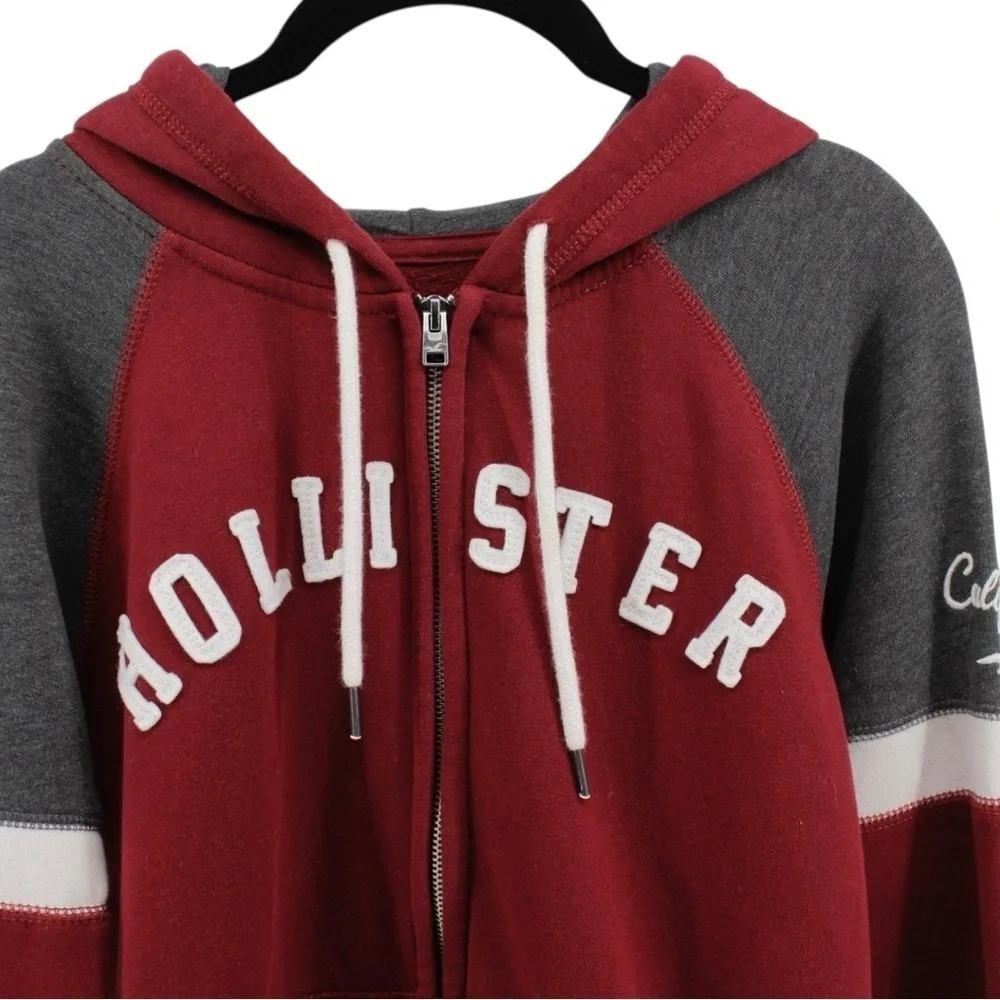Hollister Y2K Spellout Zipper Hooded‎ Jacket Academia College Size M